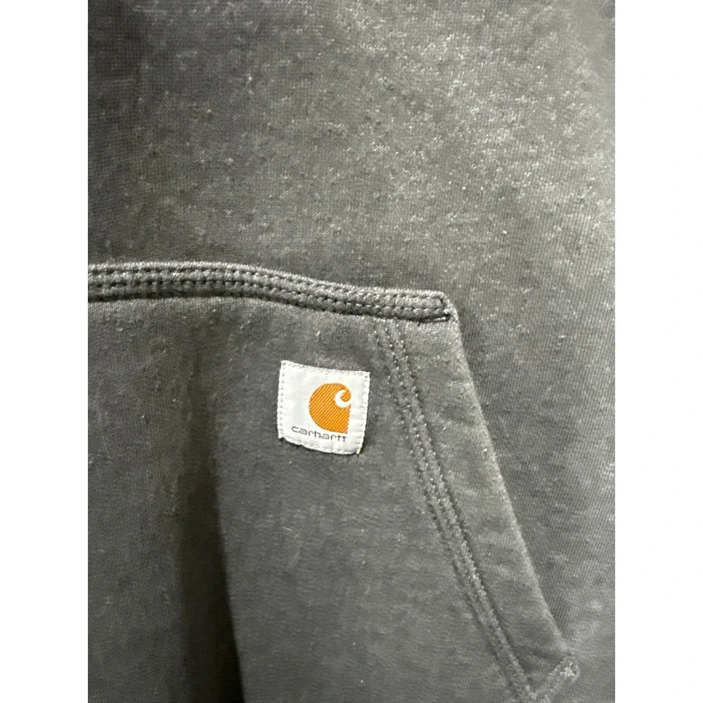 Carhartt Mens Relaxed Fit Quarter Zip Hoodie Gray Fleece Sweatshirt Size L 12-14